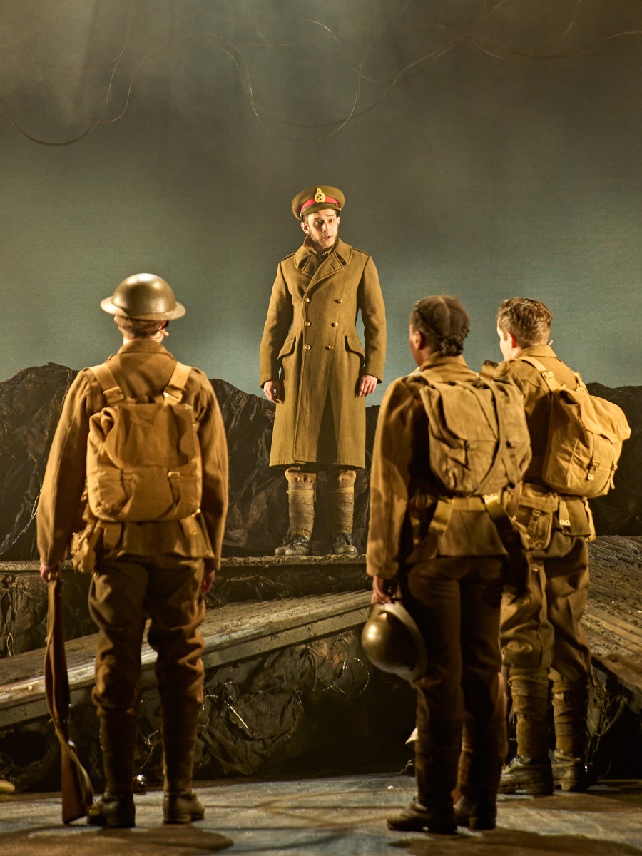 Actors dressed as soldiers