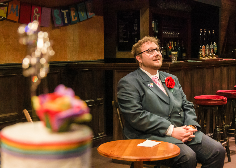 Sean Bennett as Steve in Queers at Sewell Barn Theatre