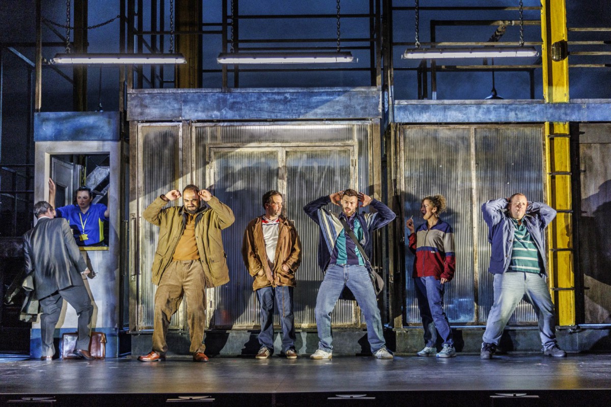 Leyon Stolz-Hunter, Jake Quicken, Neil Hurst and Company in The Full Monty - Photo: Ellie Kurttz