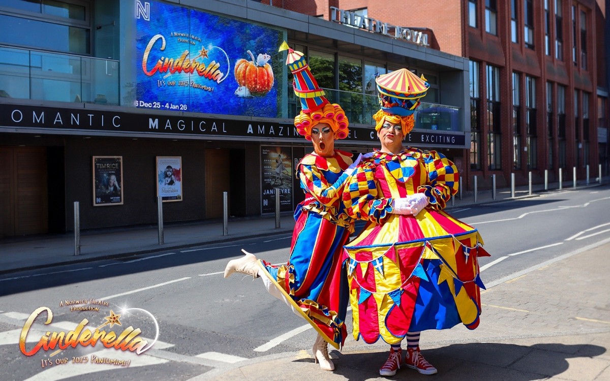 Kenny Moore and Owen Evans as the wicked sisters in Cinderella