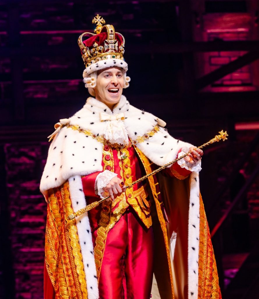 Louis Maskell as King George III in Hamilton. Photo: Danny Kaan